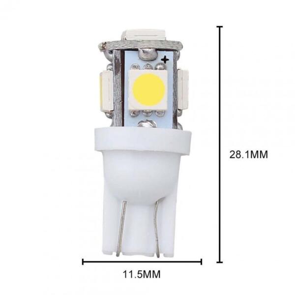 Lampara Bombilla de Led 12v T10 W5W 5 SMD ( Bolsa 10 Unidades )