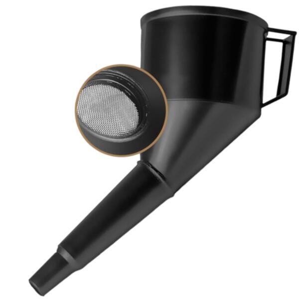 embudo plastico con filtro y asa para aceite liquidos