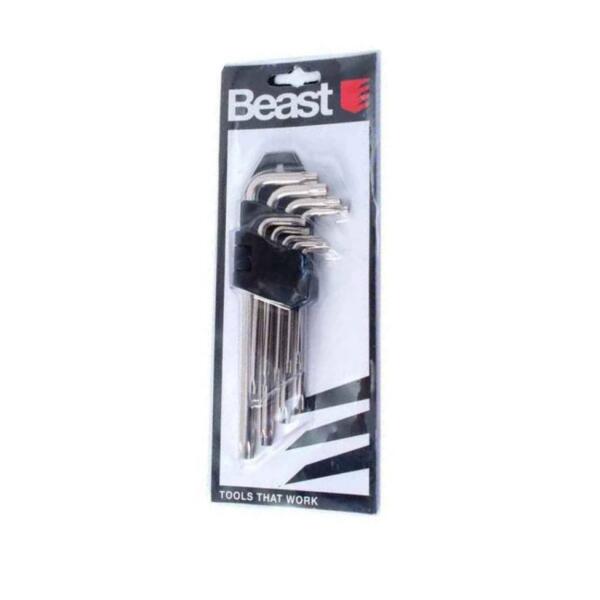 Juego Llaves Torx Largas con Agujero T-10 a T-50 9 Piezas