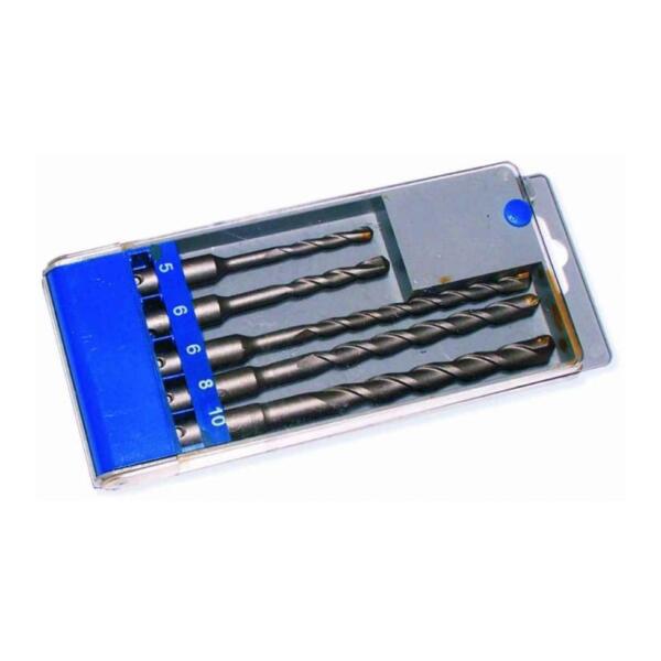 estuche de brocas pared hormigón sds Plus 5, 6, 6L, 8 y 10mm. 5 unidades