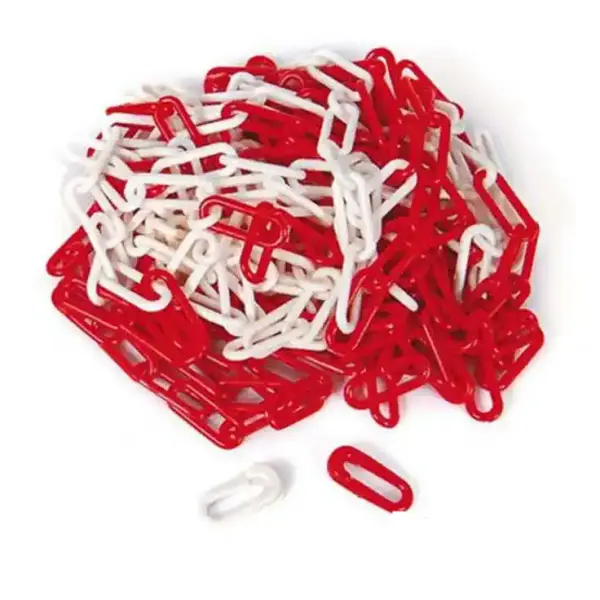 cadena advertencia seguridad pvc roja blanca