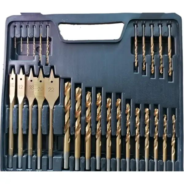 juego brocas metal pared madera en maleta