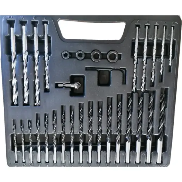 juego brocas metal pared madera en maleta
