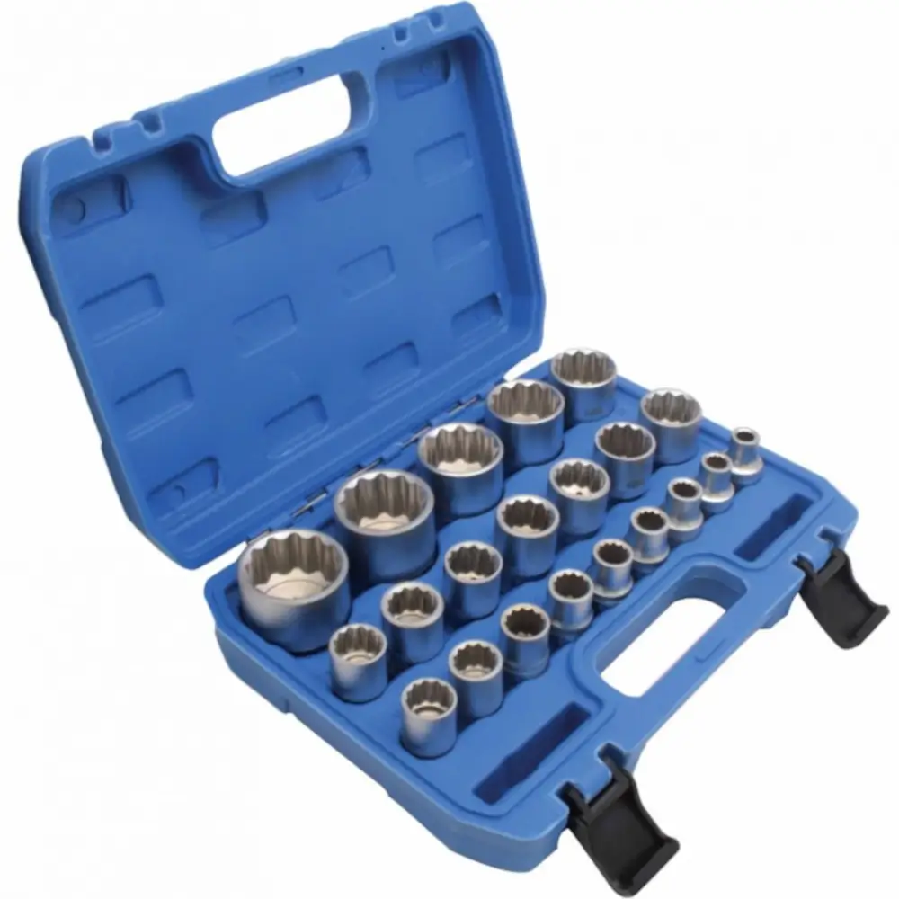 Juego Llaves de Vaso 1/2" Poligonales 12 Cantos 21 Piezas 2 juego llaves vaso 1-2 poligonales 12 cantos 21 pz sio