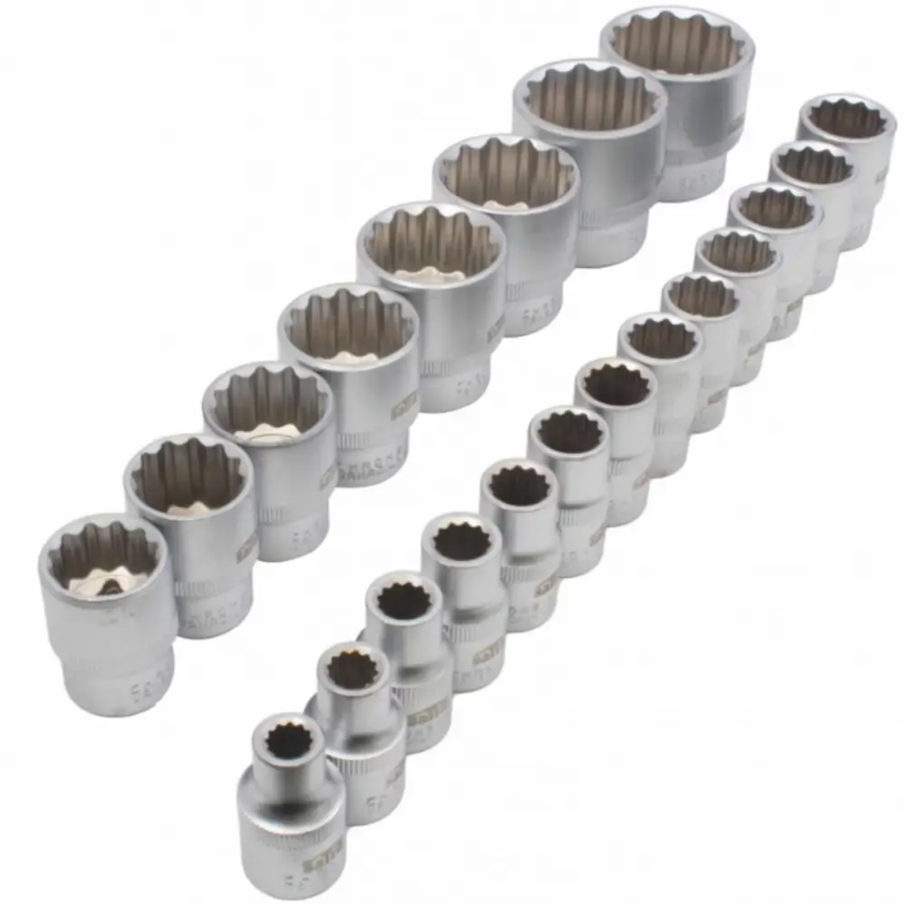 Juego Llaves de Vaso 1/2" Poligonales 12 Cantos 21 Piezas 3 juego llaves vaso 1-2 poligonales 12 cantos 21 pz sio